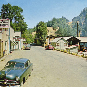 Old 50s Color Photo of Looking Down Main Street in Cazadero California