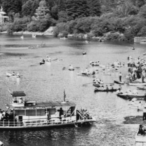 Paddle Boat, Canoes, Kayaks and Motor Boats on the Russian River in Healdsburg California