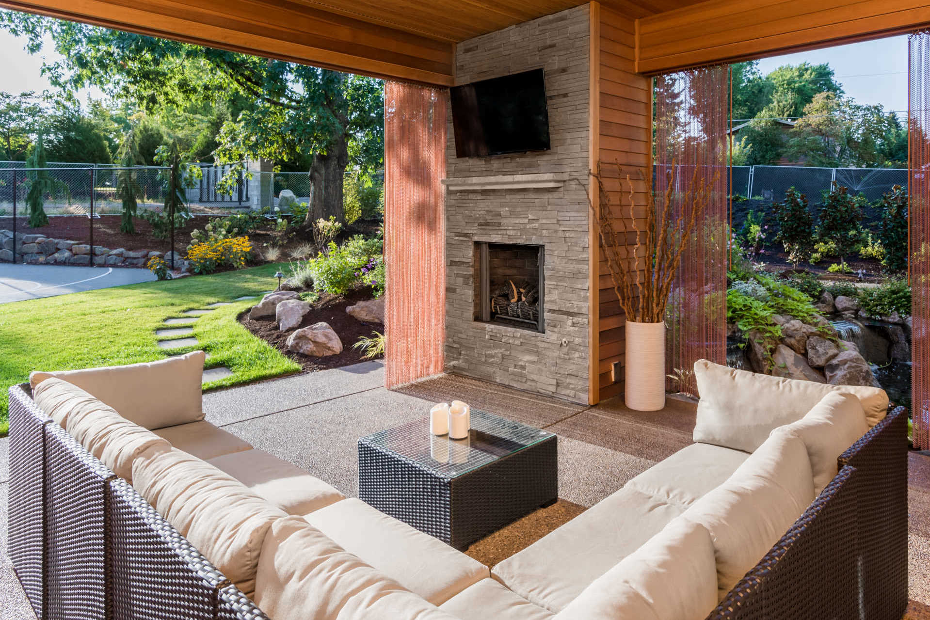 Outdoor Sectional and Glass Top Wicker Table