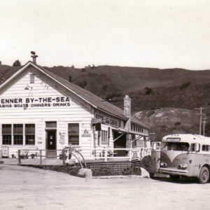 Cool Old Bus Parked in Front of JENNER BY-THE-SEA Boats, Dinners and Drinks