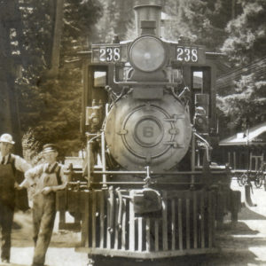 Conductor and Engineer Posing with #238 Steam Train at the Rio Nido Depot in 1911