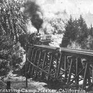 Steam Train Crossing an Old Wooden Bridge Near Camp Meeker California